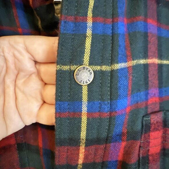 LLBean Men’s L Plaid Sherpa Lined Shirt Shacket Pockets Button Up Top - Picture 5 of 9